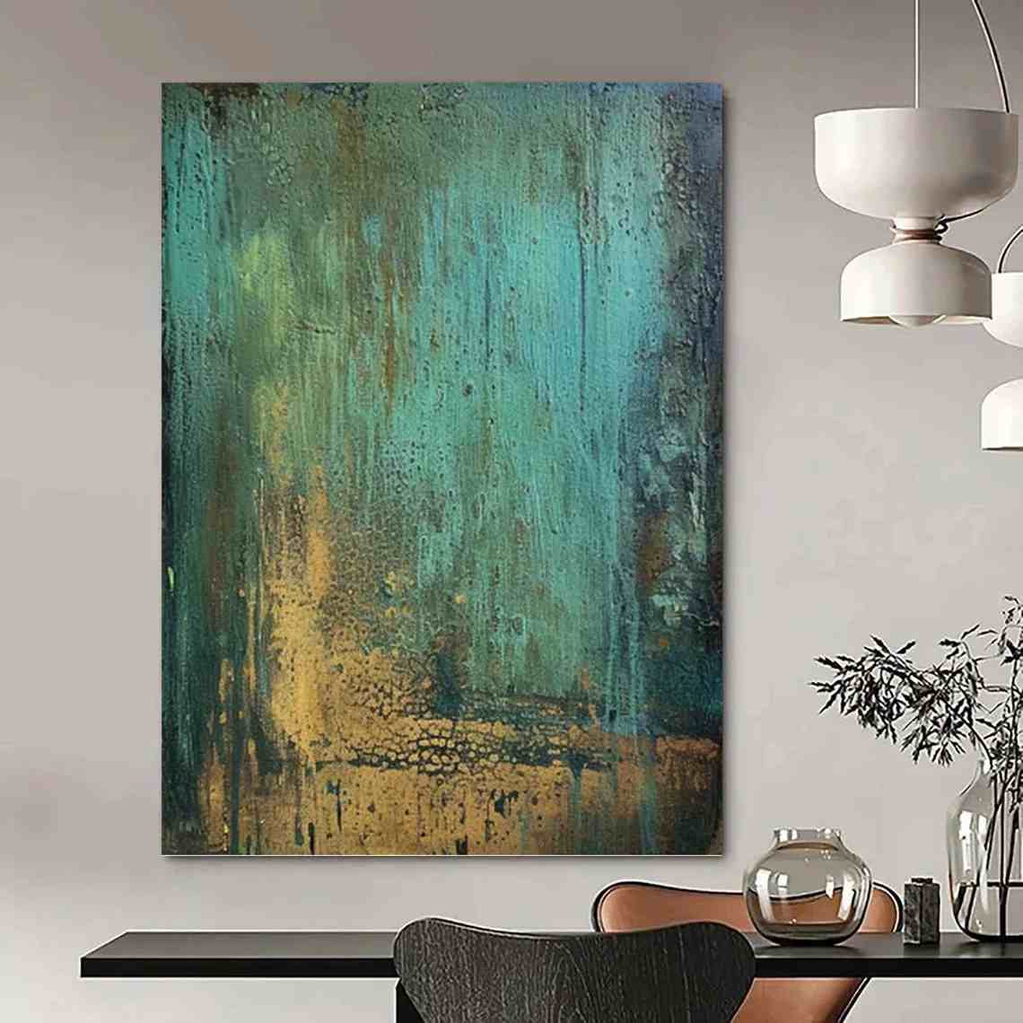 Gold_Teal_Abstract_Textured_Canvas_Artwork_8ICU9 wall art